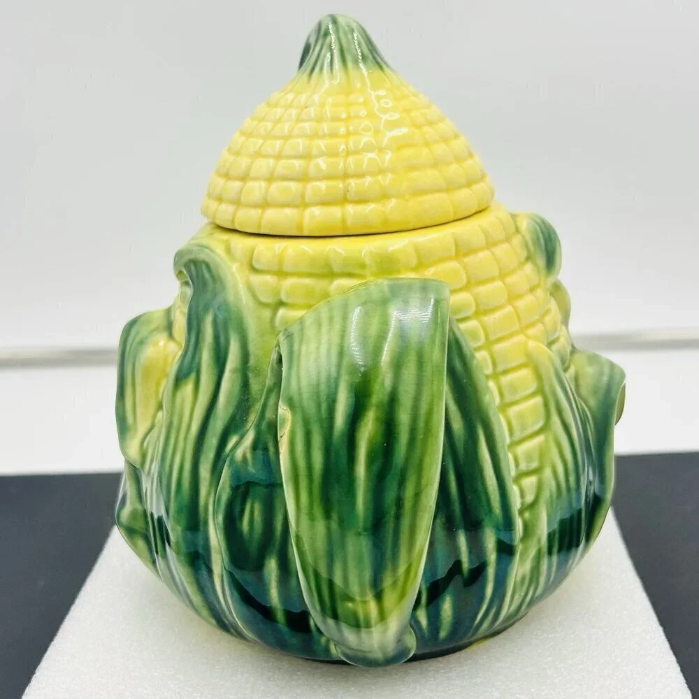 Vintage Stanfordware Majolica Corn Coffee/Tea Pot W Lid 511 - Stamped on Bottom